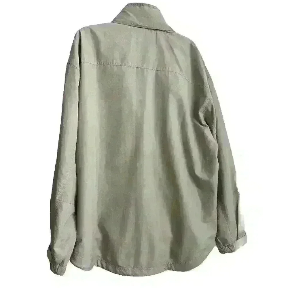 Chaps Ralph Lauren Men’s Sz Large Tan Pullover Windbreaker Jacket Tuck Away Hood - Picture 3 of 16